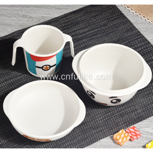 3-Pieces Bamboo Fiber Kids Dinnerware Set